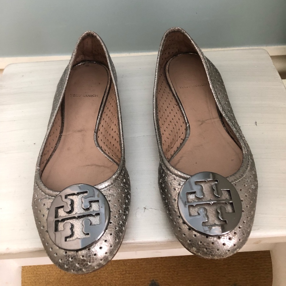Silver Tory Burch flats